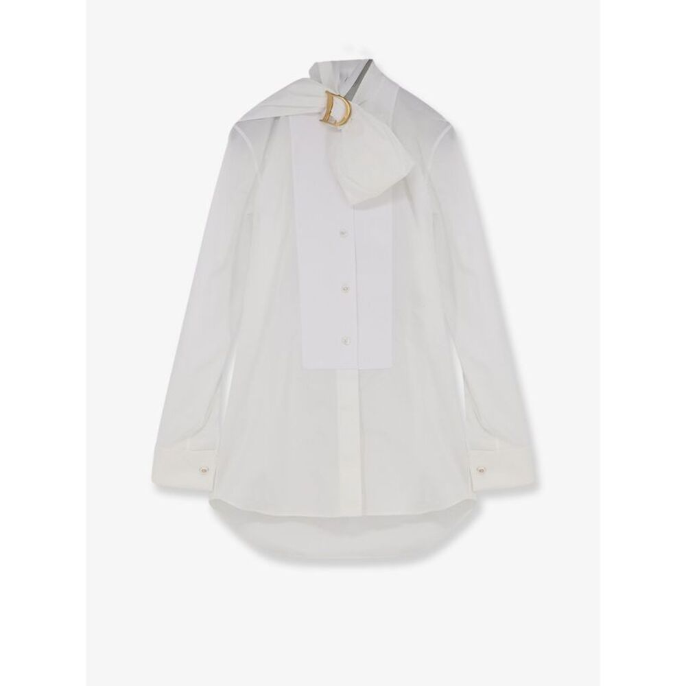 Dior Women Cotton Shirt With Metal Logo Detail